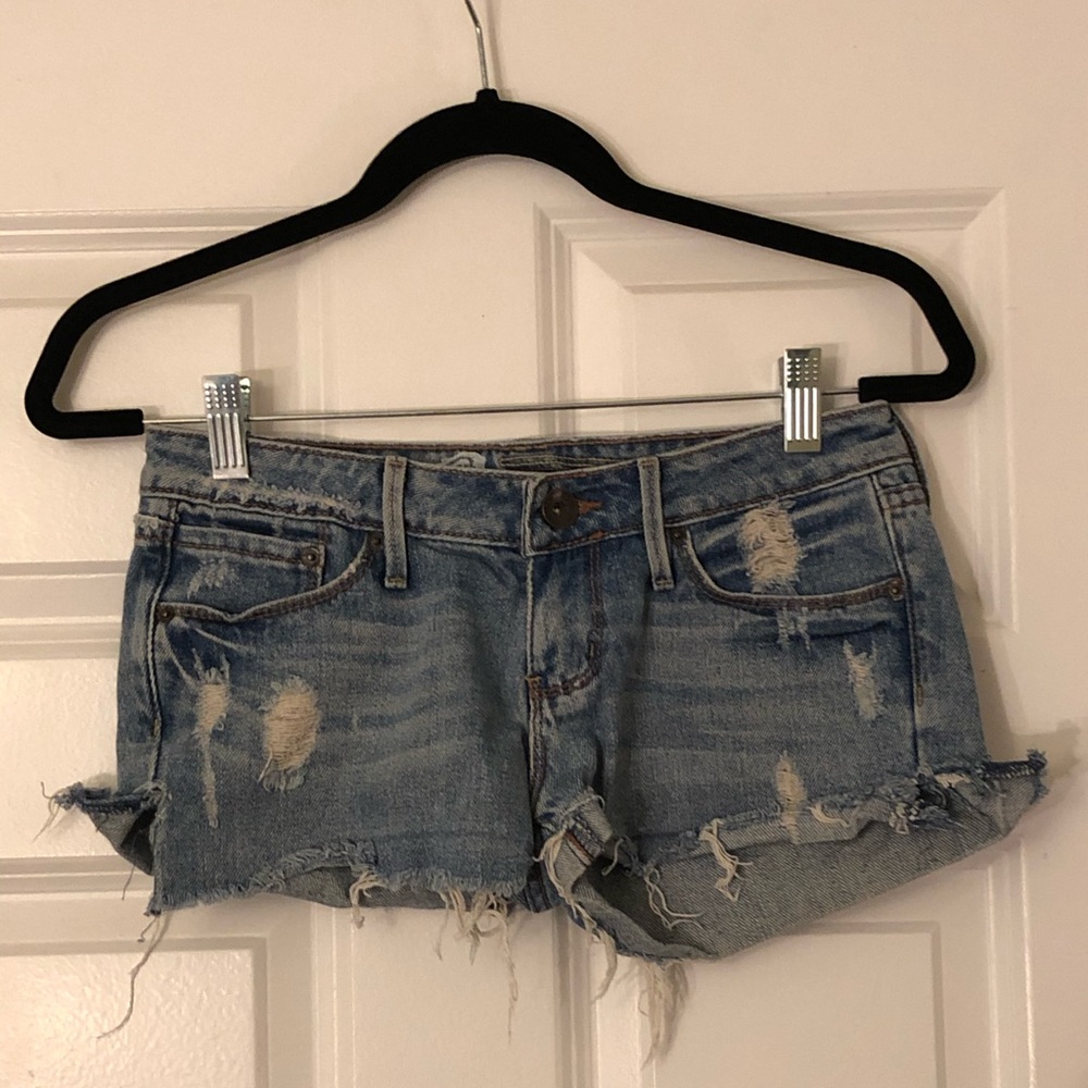 Distressed jean shorts